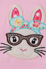 Pink bunny applique ruffle girl set