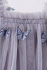 Grey blue strap butterfly tulle dress