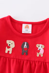 Red valentine's day dog applique baby bubble