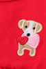 Red valentine's day dog applique baby bubble