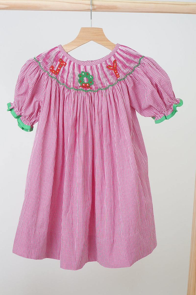 pink smocked christmas dress sweet dreams Pink Christmas Tree Smocked Dress