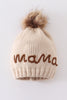 Hand embroidered pom pom beanie hat mommy&me