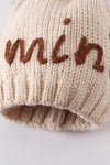 Hand embroidered pom pom beanie hat mommy&me