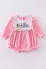 Pink train clover embroidery girl bubble