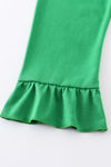 Green clover applique stripe girl set