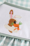 Green plaid bunny embroidery girl bubble