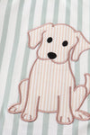 Sage stripe dog applique raglan boy top