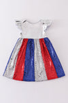 Silver Patriotic sequin ruffle dress