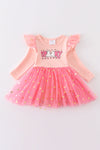 Pink "spooky" ruffle tulle baby romper