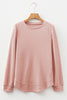 Gossamer Pink Rounded Hem Waffle Long Sleeve Top