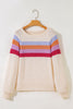 Jet Stream Striped Color Block Loose Sleeve Chic Sweater