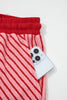 Sky Blue Stripe Crew Neck Tee Drawstring Waist Cropped Pants Set