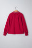 Racing Red Leopard Jacquard Print V Neck Textured Blouse