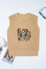 Parchment Sequin Horse Graphic Lightweight Knitted Sweater Vest