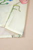 Beige Floral Striped Patchwork Ruffled Collar Short Sleeve Shirt