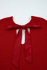 Racing Red Lantern Sleeve V Neck Knot Back Sweater