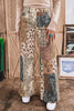 Brown Western Print Casual Shift Jeans
