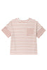 Pink Stripe Waffle Knit Pocketed Half Sleeve Plus Size T Shirt