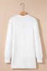 White Fuzzy Buttoned Front Midi Solid Cardigan