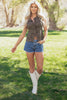 Brown Leopard Print Slim Denim Vest