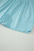 Mist Blue Solid Color Mock Neck Half Sleeve Top Plus Size 2pcs Short Set