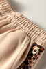 Parchment Leopard Trim Zipped Short Sleeve Casual Set