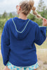 Sky Blue Sherpa Half Zip Contrast Trim Pullover Hoodie