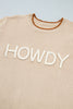 Parchment Corder HOWDY Letter Graphic Crew Neck Relaxed Sweater