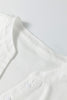 White Button Placket 3/4 Striped Sleeve Patchwork Rib Knit Top