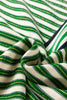 Dark Green Striped Print Contrast Collar Zip V Neck Long Sleeve Top
