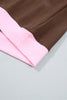 Pink Colorblock Trim Crewneck Long Sleeve Pullover Sweatshirt