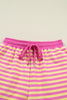 Green Stripe Drop Shoulder Boxy Casual Terry Short Set