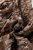 Brown Paisley Print Half Buttons Puff Sleeve Flowy Short Dress