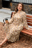 Khaki Abstract Plant Print Loose Plus Size Long Dress
