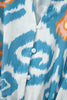Sky Blue Boho Floral Print Short Puff Sleeve Button Down Ruffle Hem Midi Dress