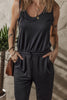 Black Casual Tank Style Tie Waist Pocketed Jogger Jumpsuit