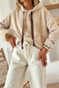 Casual Thermal Textured Lace Drawstring Baggy Hoodie
