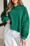 Dark Green Sherpa Fleece Drop Shoulder Hoodie