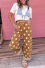 Sky Blue Polka Dot Ankle-Length Metal Button Casual Jeans