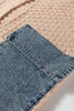 Smoke Gray Open Front Knitted Denim Pocket Patchwork Cardigan