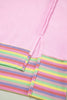 Pink Rainbow Stripe Ribbed Patchwork Raw Seam Oversize Polo Tee