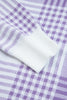 Lilac Plaid Print Ribbed Trim Loose Sweater