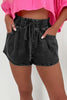 High-rise Drawstring High Waist Casual Denim Shorts with Pockets