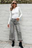 Gray Raw Hem Straight Leg Loose High Waist Jeans