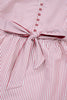 Red Stripe Plus Size Ruffled Hem Pinstriped Midi Dress