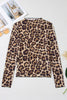 Smoke Gray Floral Print Slim Fit Mesh Long Sleeve Mock Neck Top