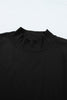 Black Solid Color High Neck Cap Sleeve Loose Top
