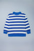 Orange Stripe Ribbed Trim Stand Neck Dropped Shoulder Plus Size Sweatshirt