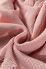 Gossamer Pink Lace Patchwork Raglan Sleeve Kangaroo Pocket Waffle Hoodie
