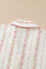 Pink Floral Print Long Sleeve Button Front Shirt Pajama Pant Set